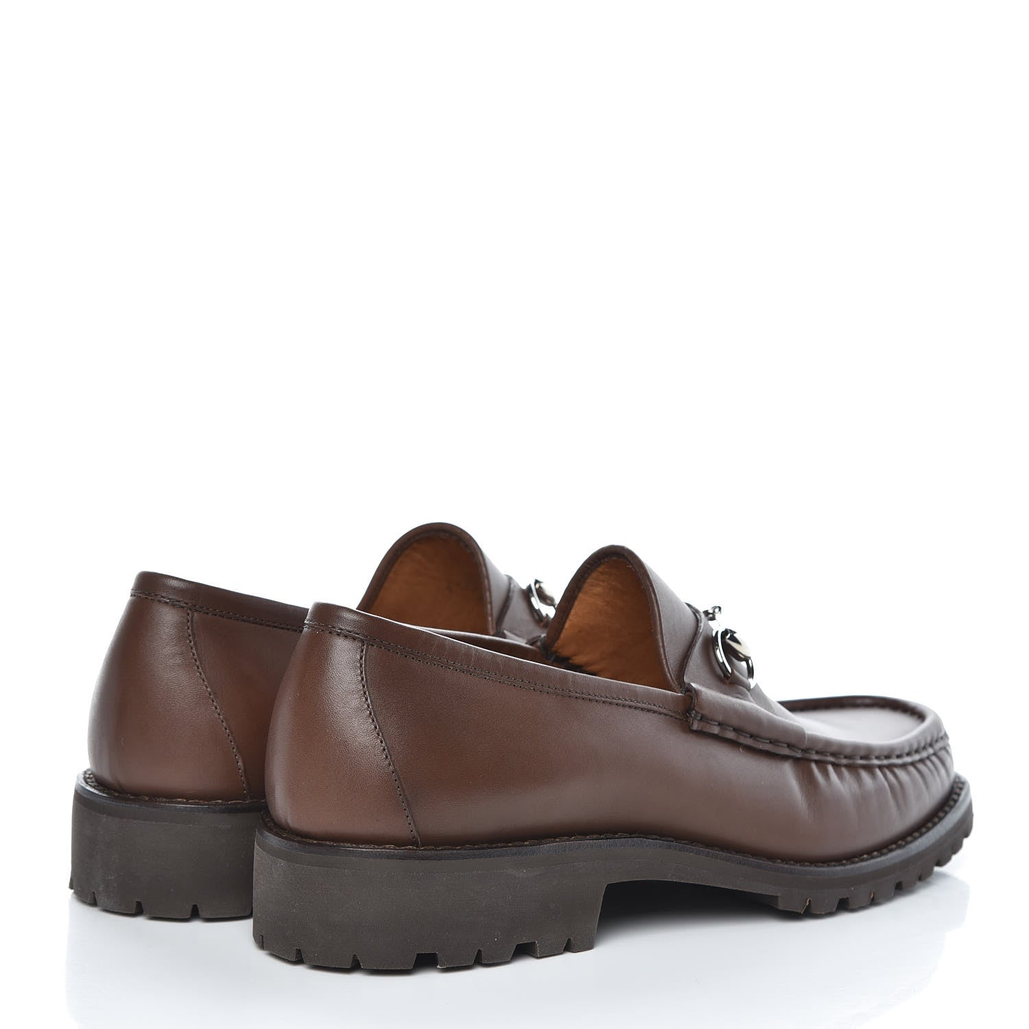 Gucci Laredo Calfskin Mens Horsebit Lug Sole Loafers 10.5 Brown 4 of 8