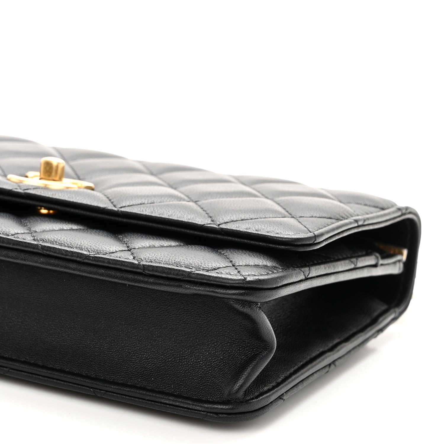 Chanel Lambskin Quilted Sweet Camellia Wallet on Chain WOC Black 11 of 11