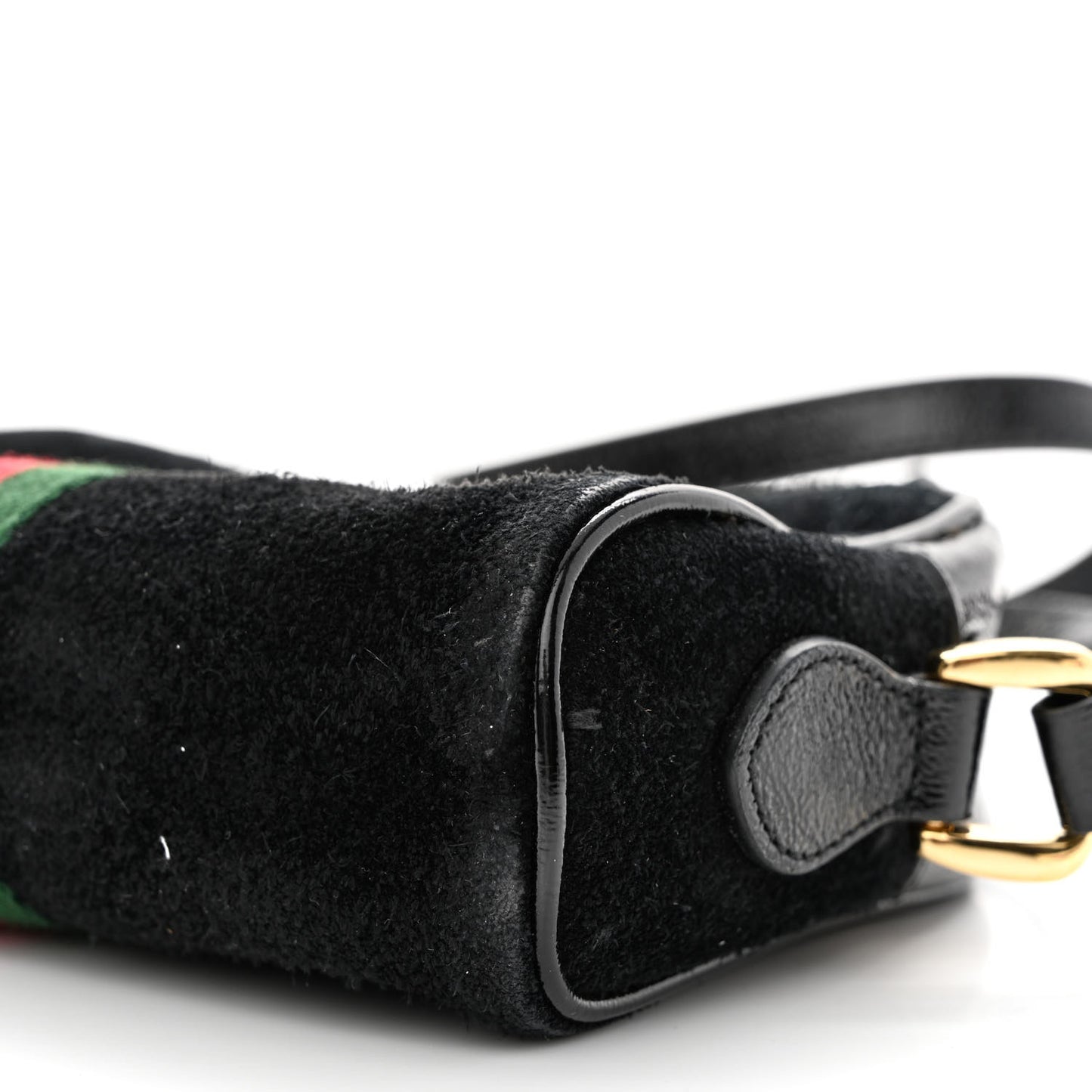 Suede Patent Web Mini Ophidia Shoulder Bag Black