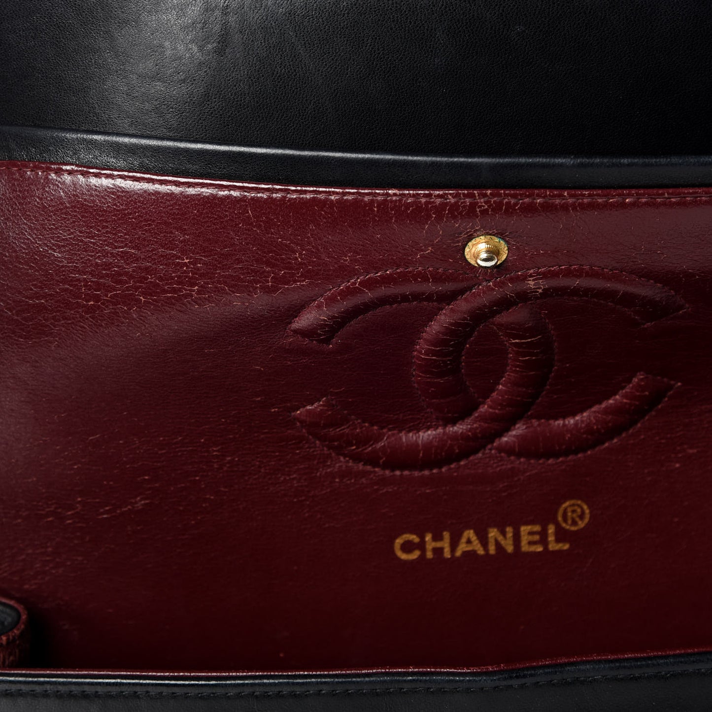 Lambskin Quilted Medium Double Flap Black