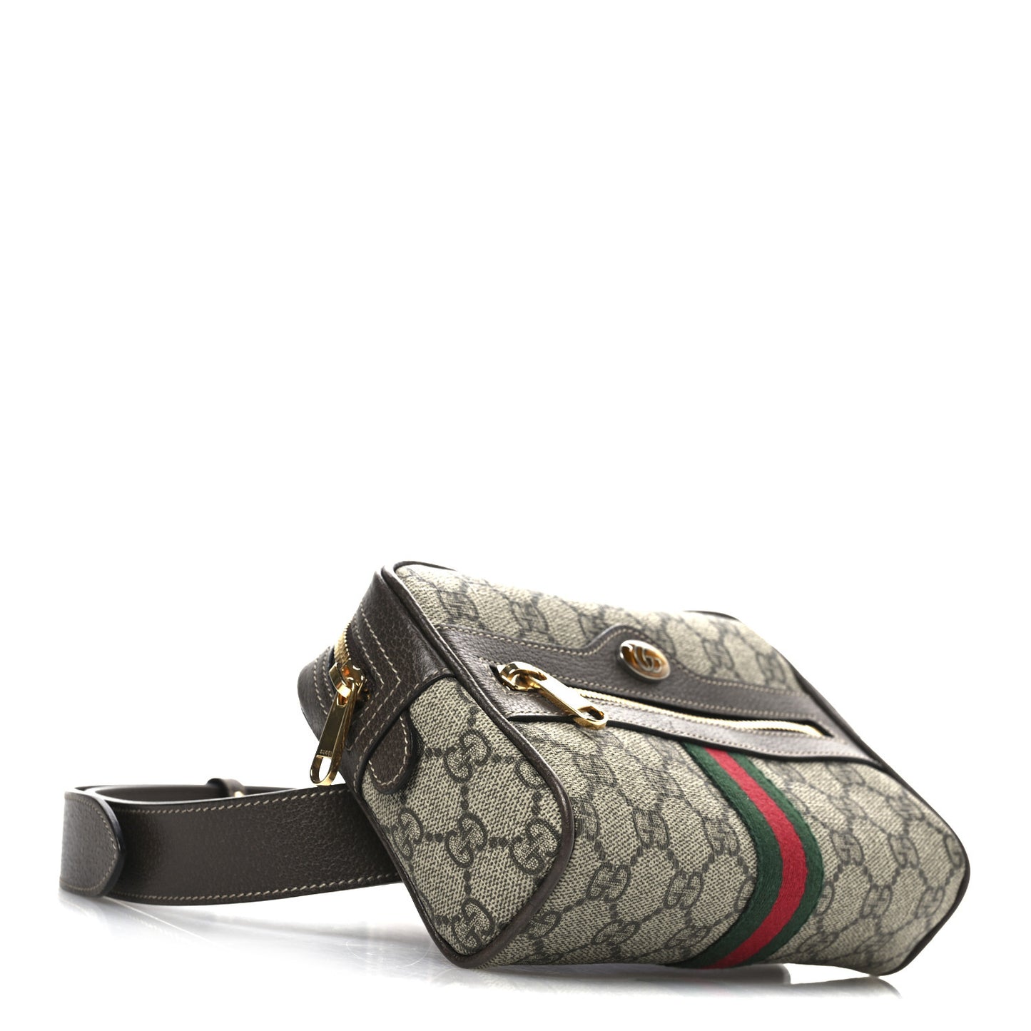 GG Supreme Monogram Web Small Ophidia Belt Bag 85 34 Dark Brown