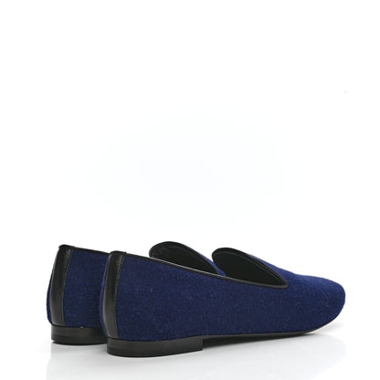 Chanel Fabric Lambskin Womens CC Mocassin Loafers 37 Navy Black 4 of 9