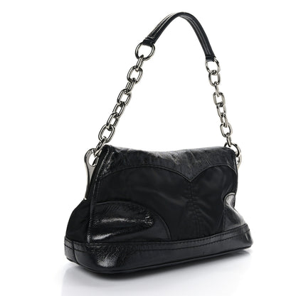 Prada Glace Calf Tessuto Nylon Shoulder Bag Black 2 of 7