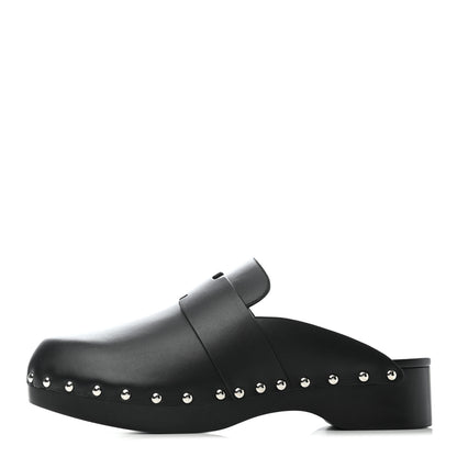 Hermes Calfskin Calya Mules 39 Black 1 of 5