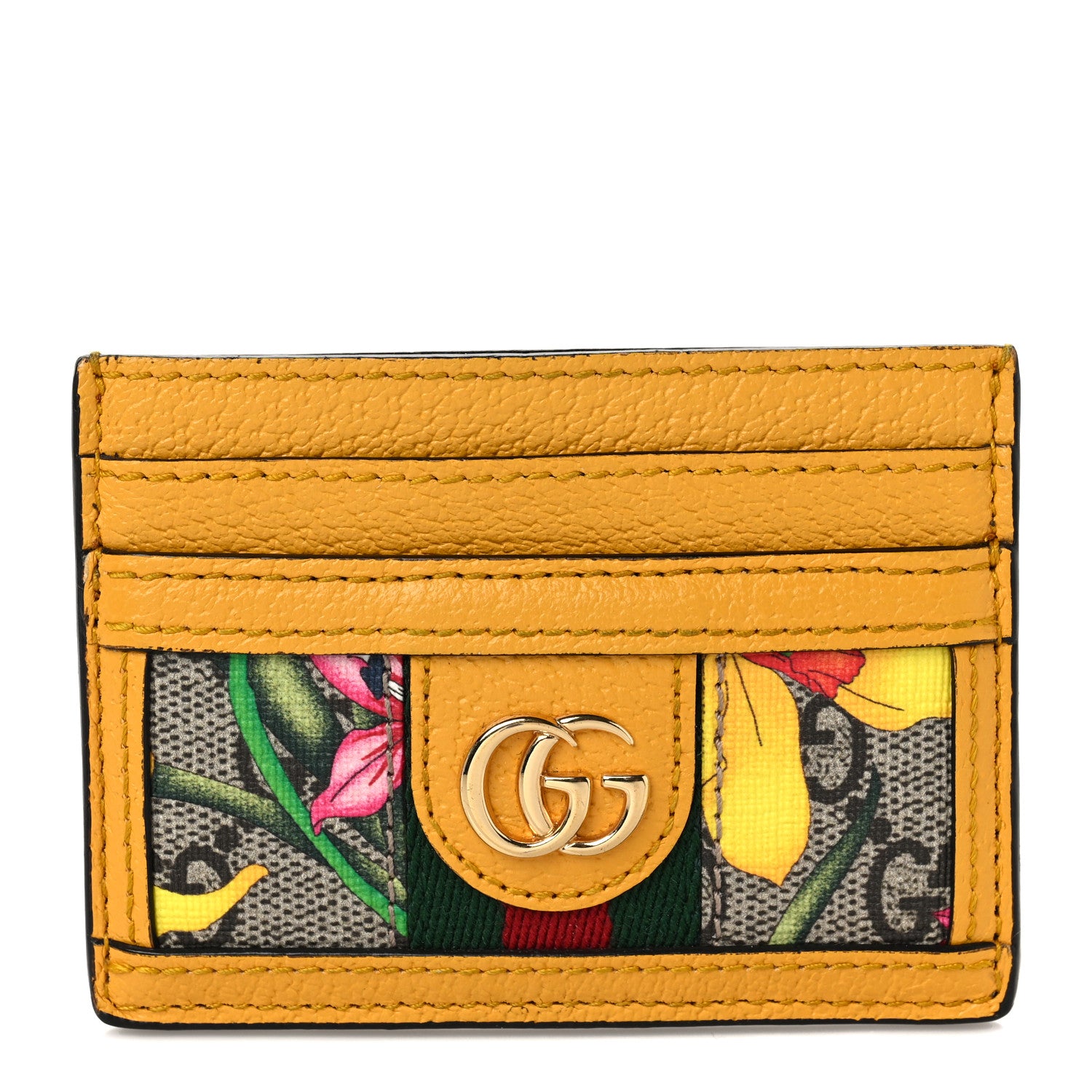 Gucci GG Supreme Monogram Flora Web Ophidia Card Holder Beige Multicolor Crop 1 of 6