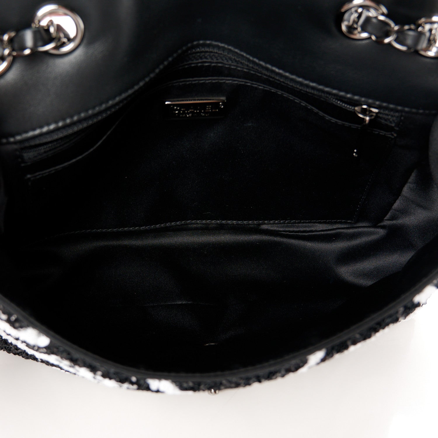 Chanel Sequin Mini Rectangular Flap Black White 5 of 12