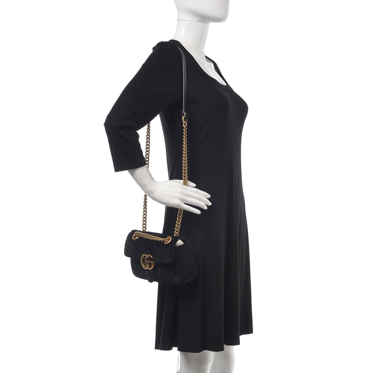 Velvet Matelasse Mini GG Marmont Shoulder Bag Black