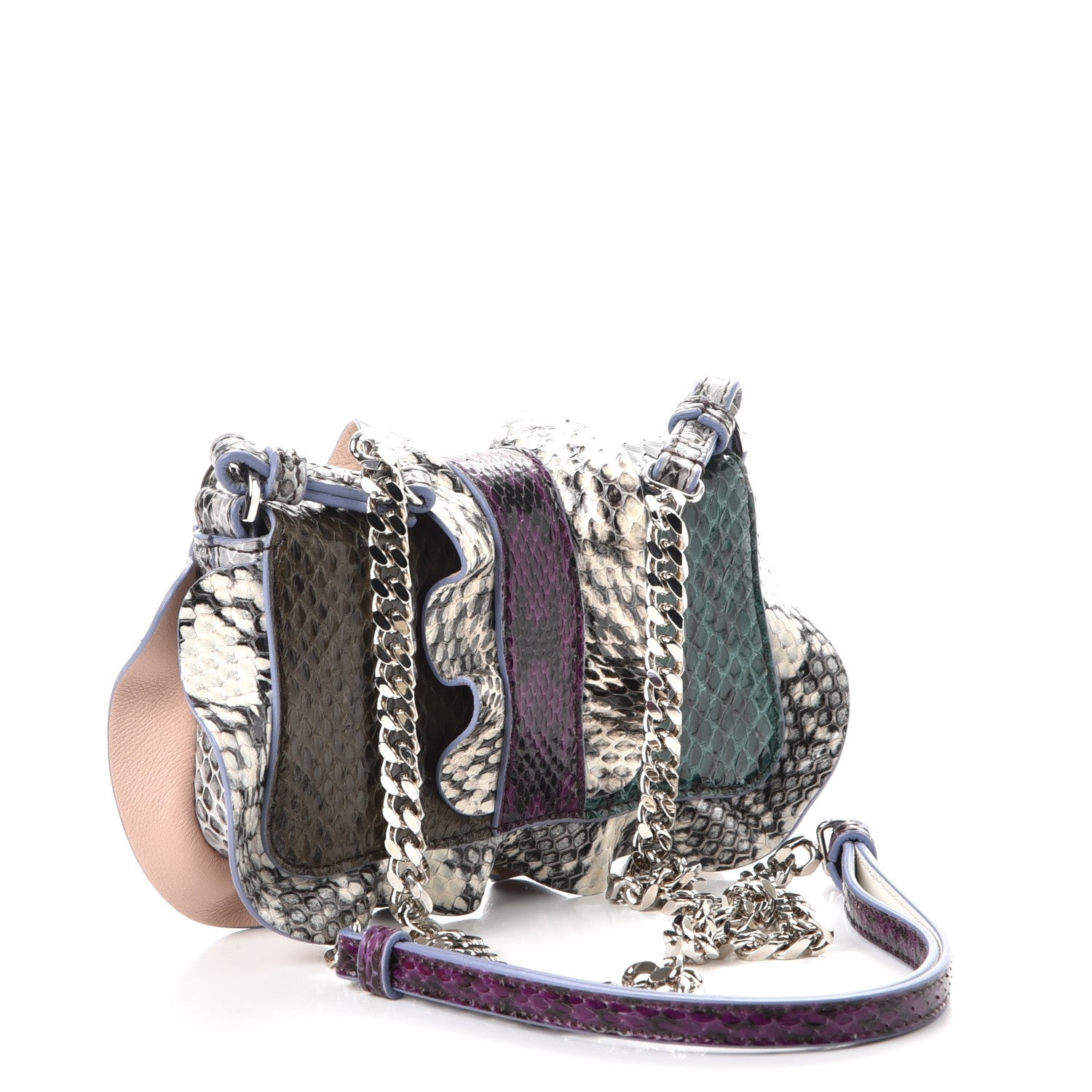 Fendi Elaphe Waves Micro Baguette Green Teal Blue Purple 4 of 8
