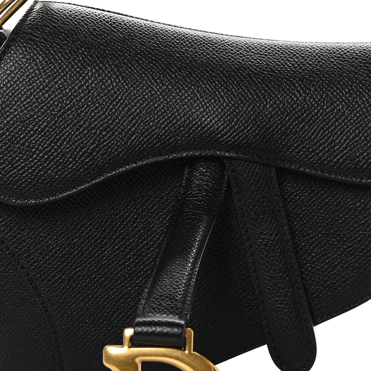 Grained Calfskin Saddle Bag Black