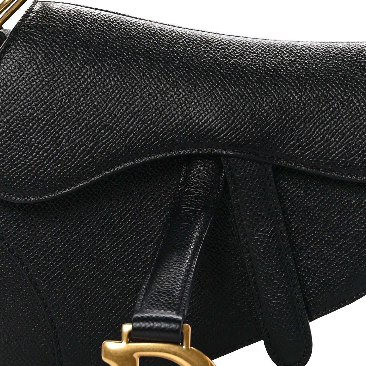 Christian Dior Grained Calfskin Saddle Bag Black 7 of 9