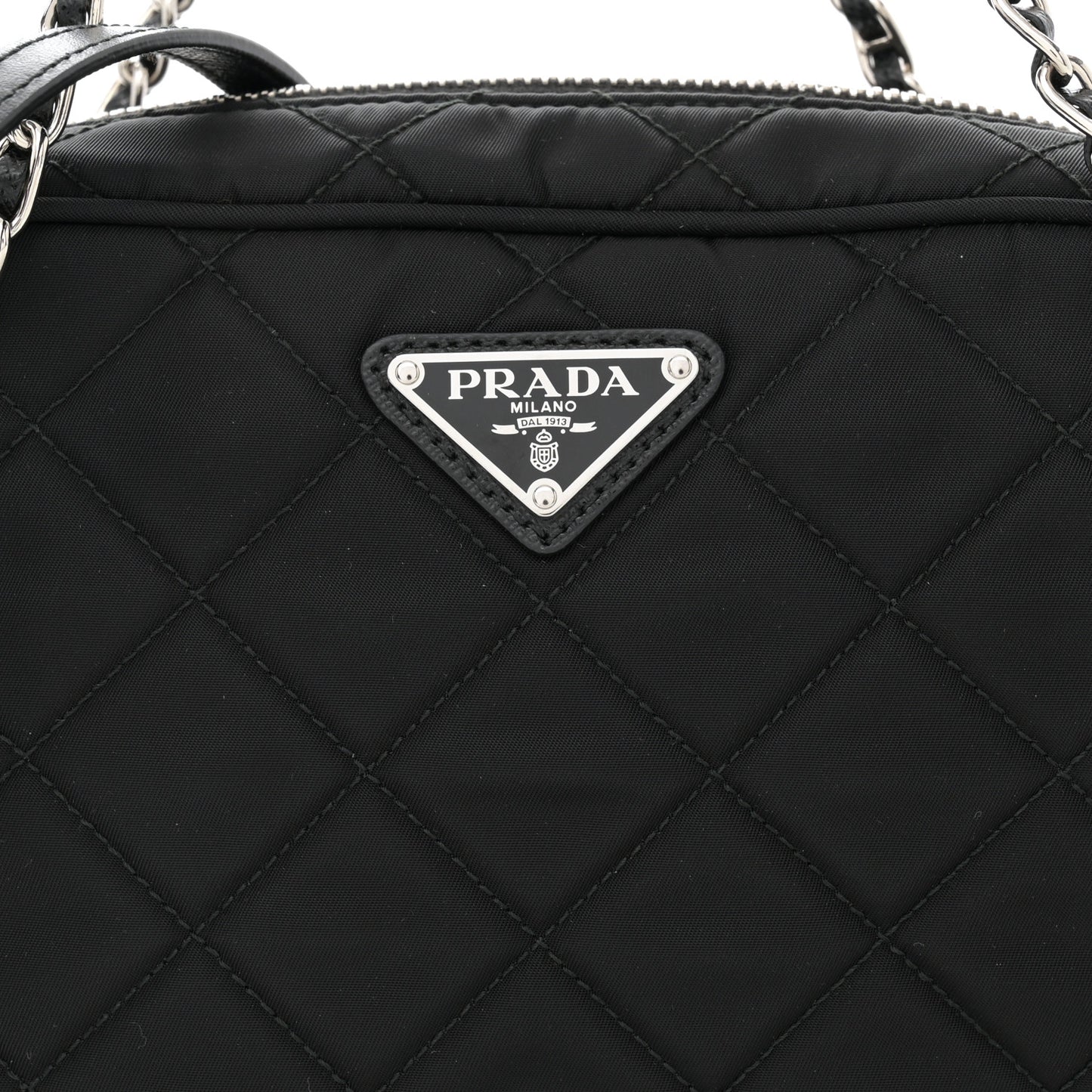 Nylon Tessuto Impuntu Quilted Bandoliera Crossbody Bag Black