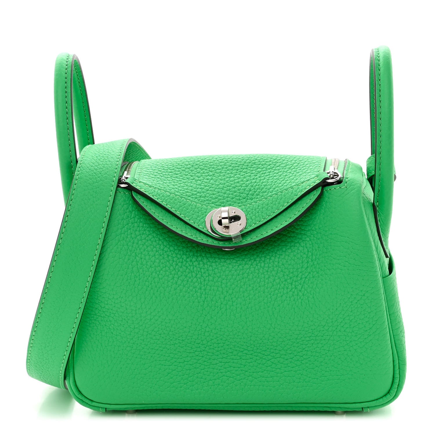 Hermes Taurillon Clemence Mini Lindy 20 Vert Comics 1 of 10