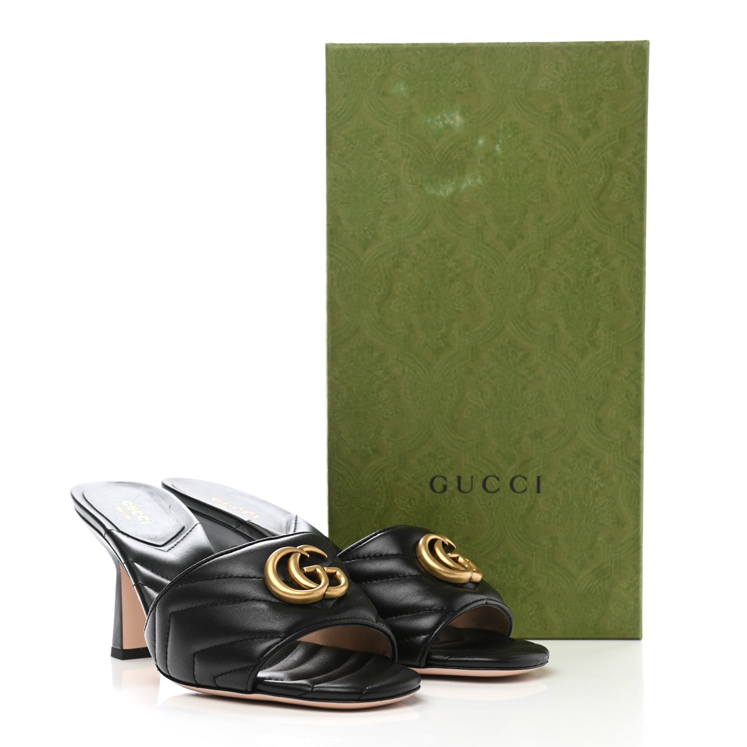 Gucci Nappa Matelasse GG Marmont 75mm Slide Sandals 39 Black 10 of 10