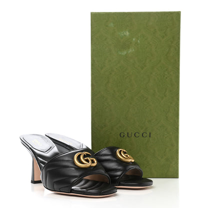 Gucci Nappa Matelasse GG Marmont 75mm Slide Sandals 39 Black 10 of 10