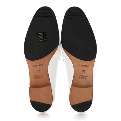 Hermes Calfskin Womens Royal Loafers 36 White 5 of 8