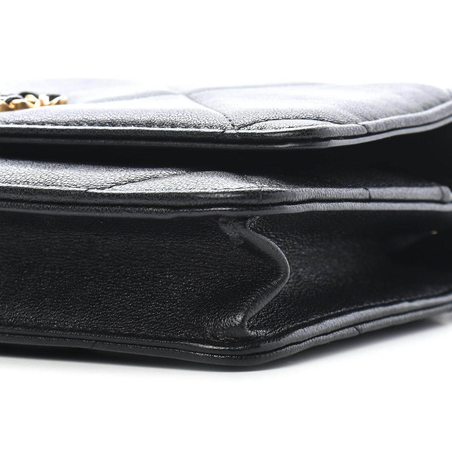 Lambskin Quilted Chanel 19 Wallet On Chain WOC Black