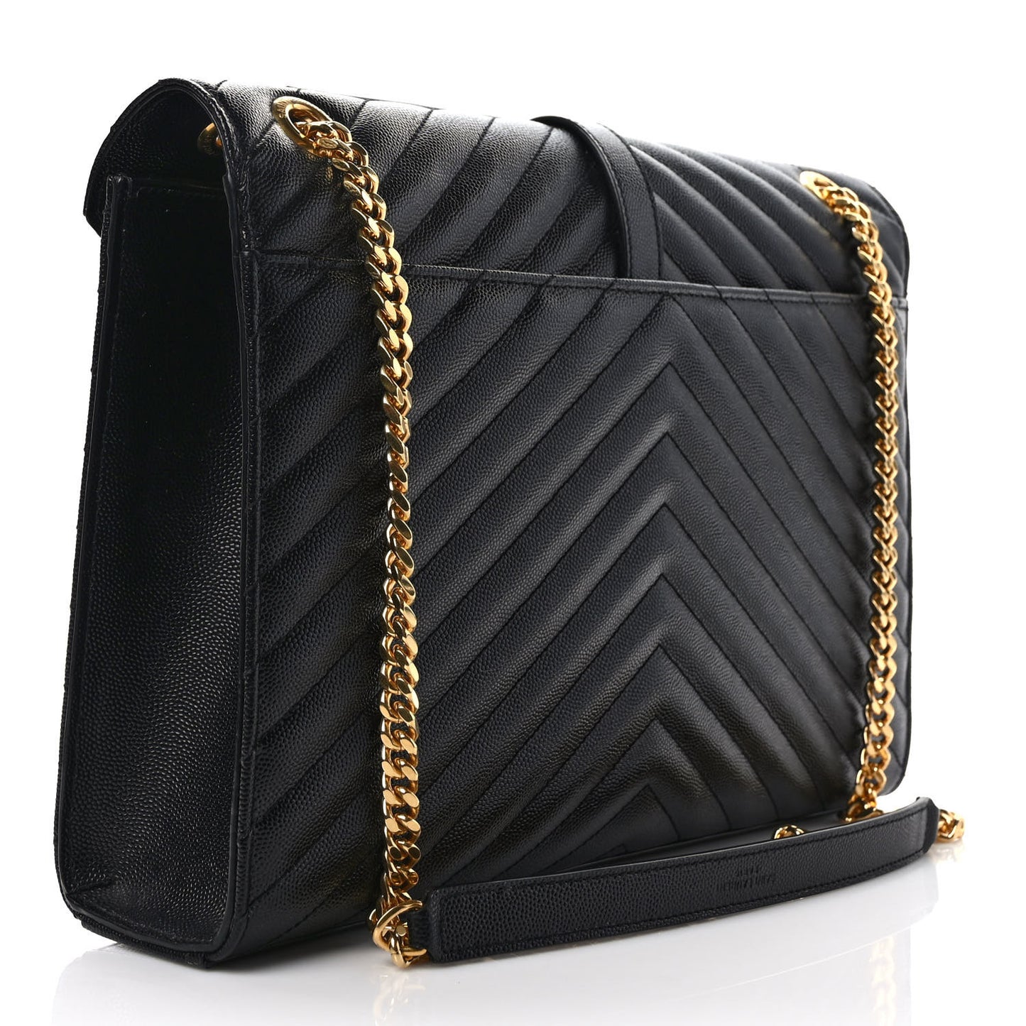 Grain De Poudre Matelasse Chevron Large Monogram Satchel Black