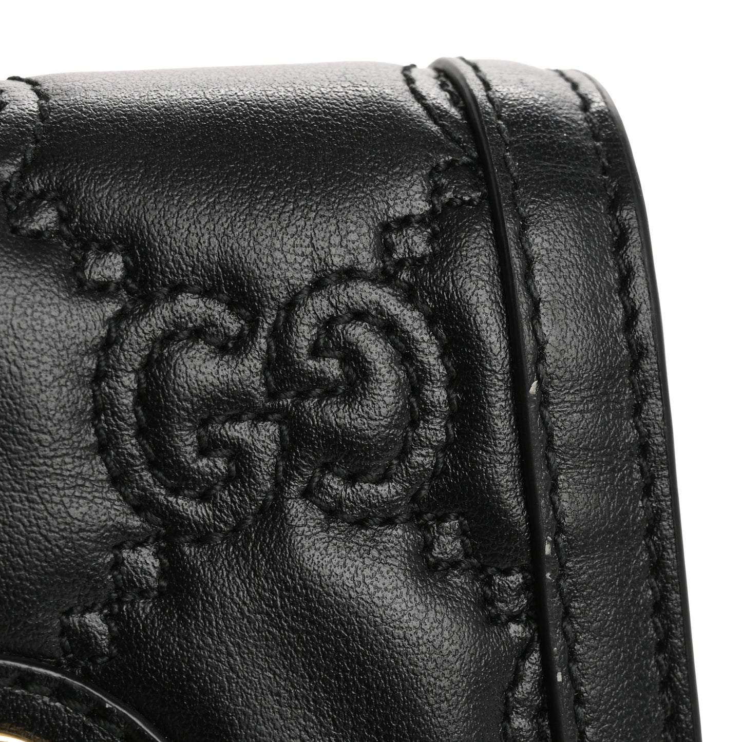 Calfskin GG Matelasse Card Case Wallet Black