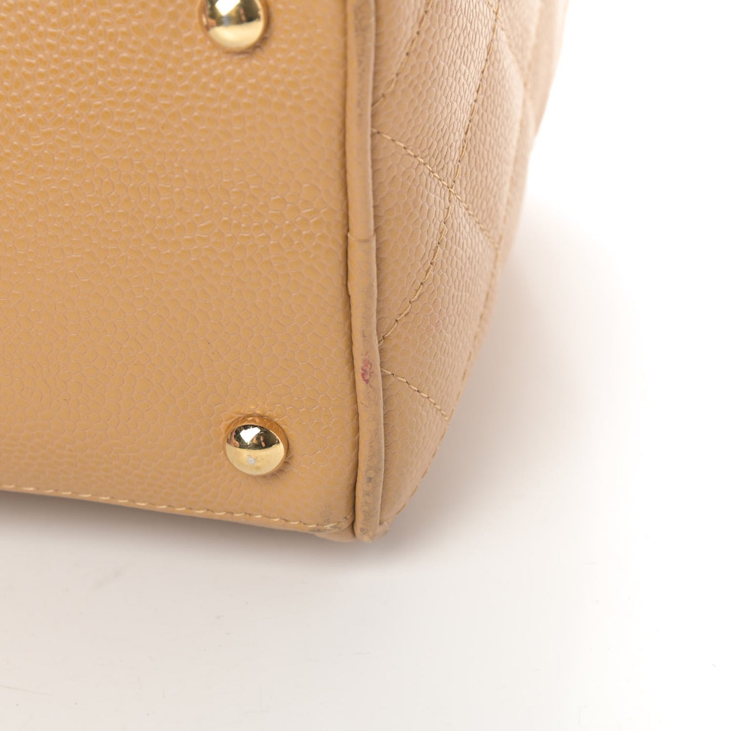 Caviar Quilted Large Bowler Bag Beige