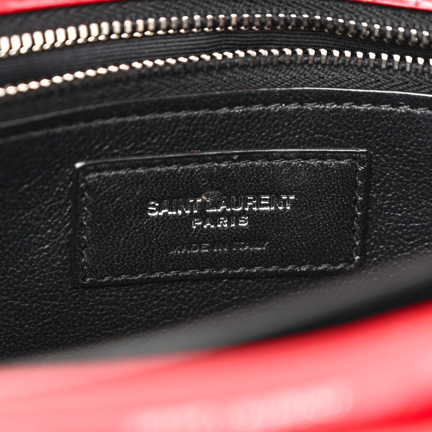 Saint Laurent Calfskin Crocodile Embossed Monogram Cassandra Clasp Bag Red 6 of 12