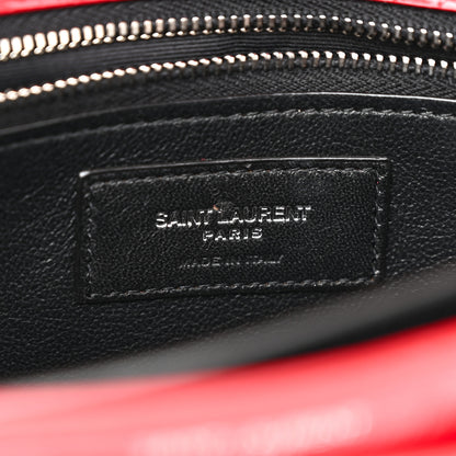 Saint Laurent Calfskin Crocodile Embossed Monogram Cassandra Clasp Bag Red 6 of 12