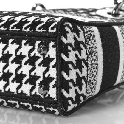 Christian Dior Canvas Houndstooth Embroidered Mini Lady D-Lite Black White 8 of 8