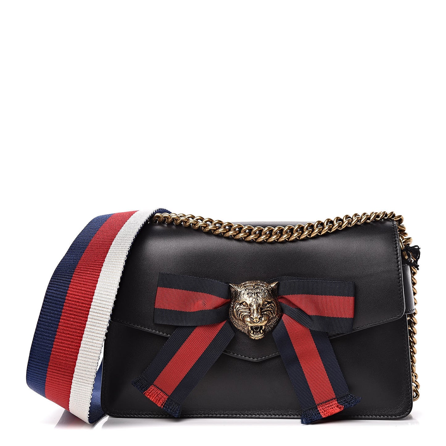 Nappa Sylvie Web Tiger Broadway Shoulder Bag Black