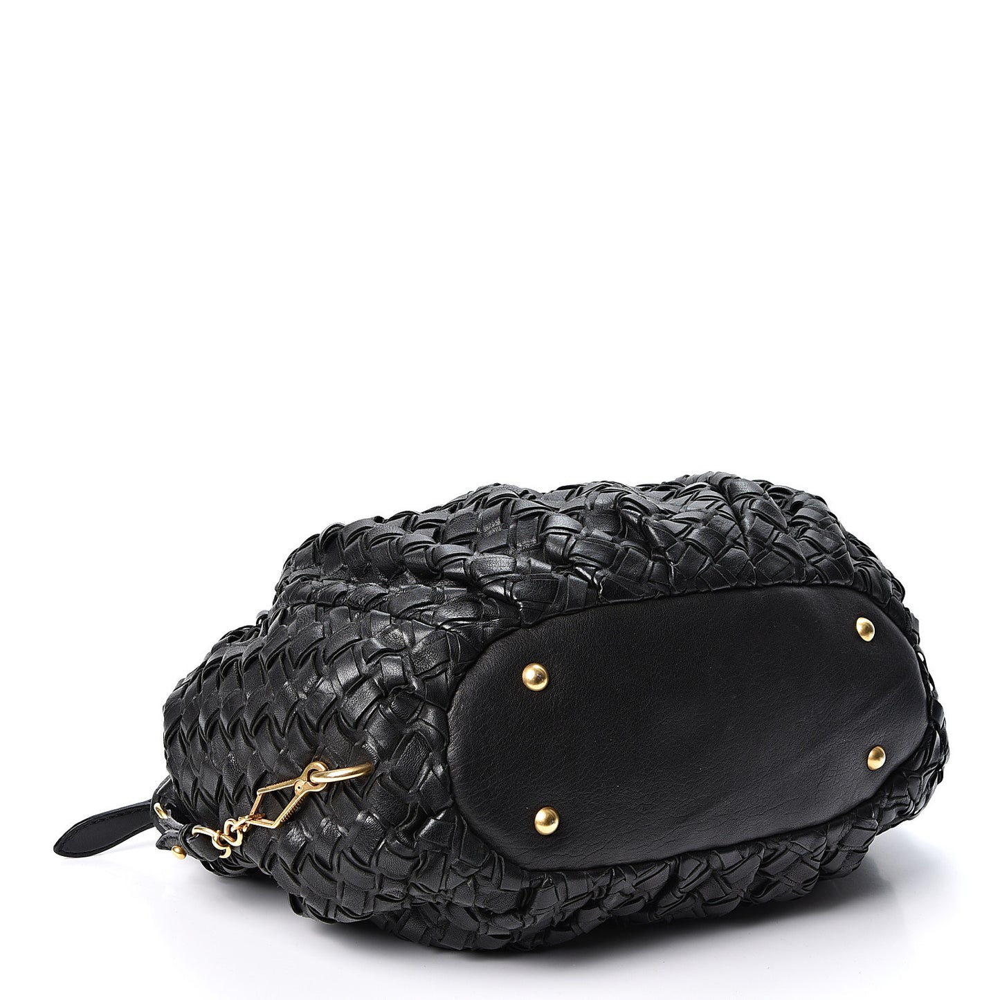 Nappa Woven Top Handle Satchel Black