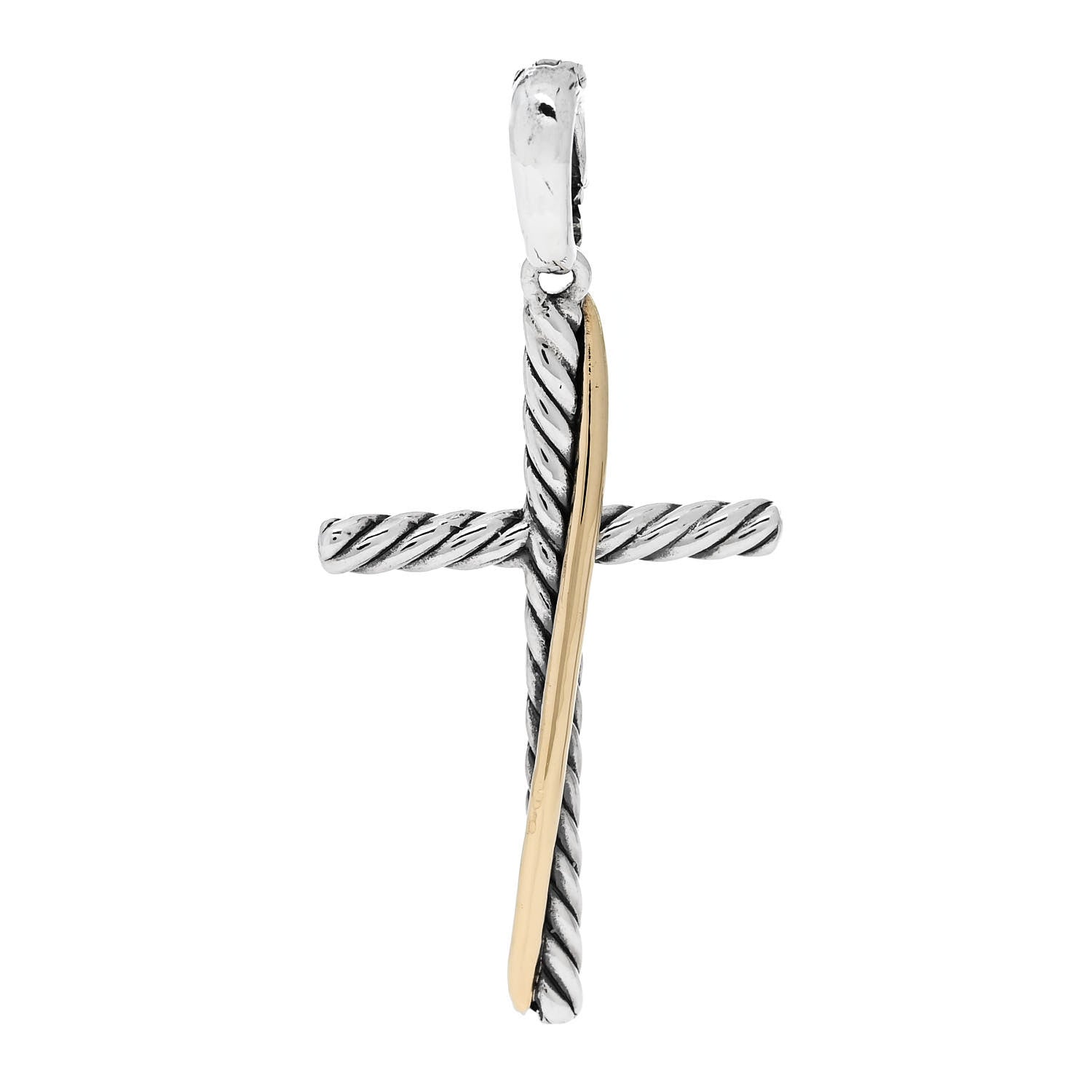 David Yurman Sterling Silver 18K Yellow Gold 35mm Crossover Cross Pendant 1 of 4