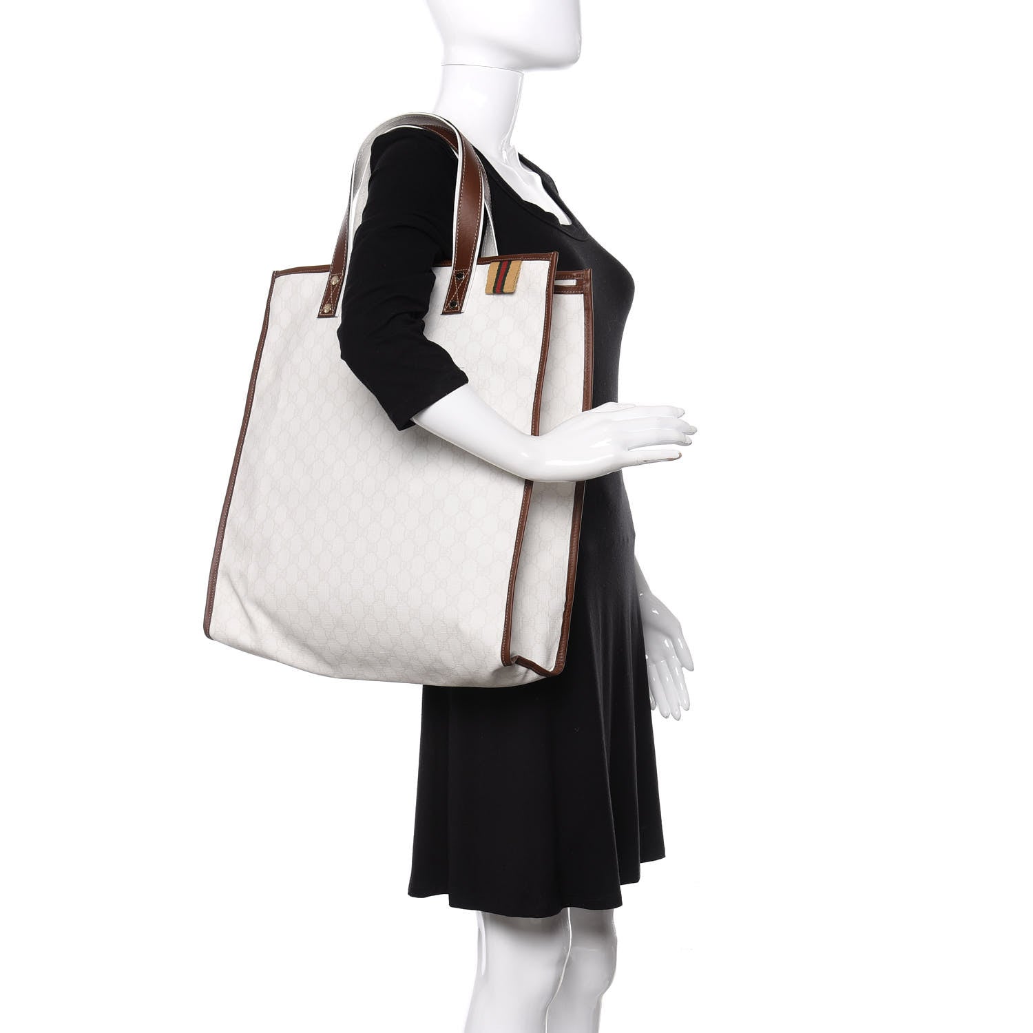 Gucci GG Plus Monogram Medium Signature Web Loop Tote White 2 of 9