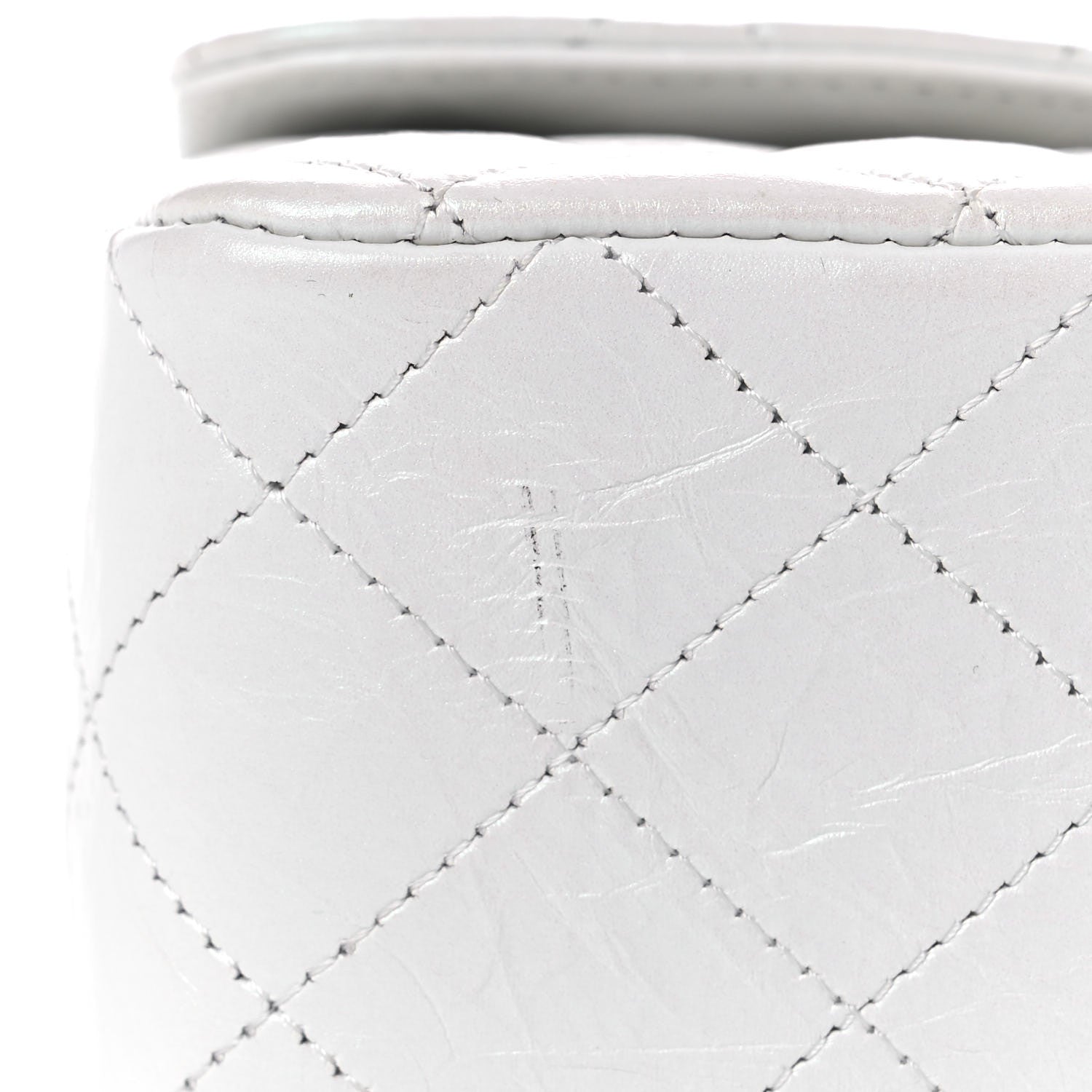 Chanel Iridescent Crumpled Calfskin Quilted Mini Rectangular Flap White 9 of 10
