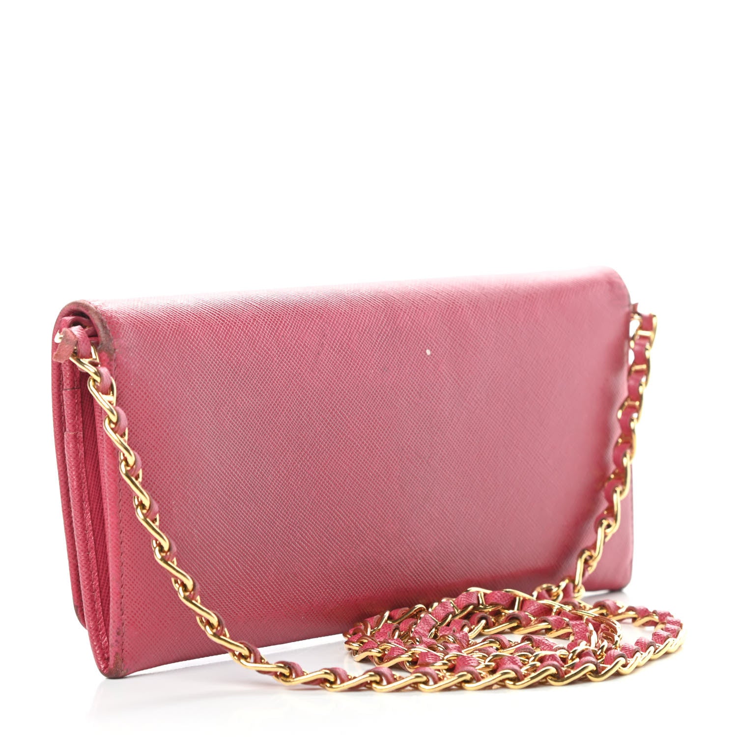 Prada Saffiano Metal Oro Chain Wallet Peonia 3 of 18