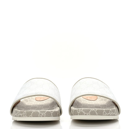 Gucci GG Supreme Monogram Demetra Mens Slide Sandals 9 White Mystic White 2 of 8