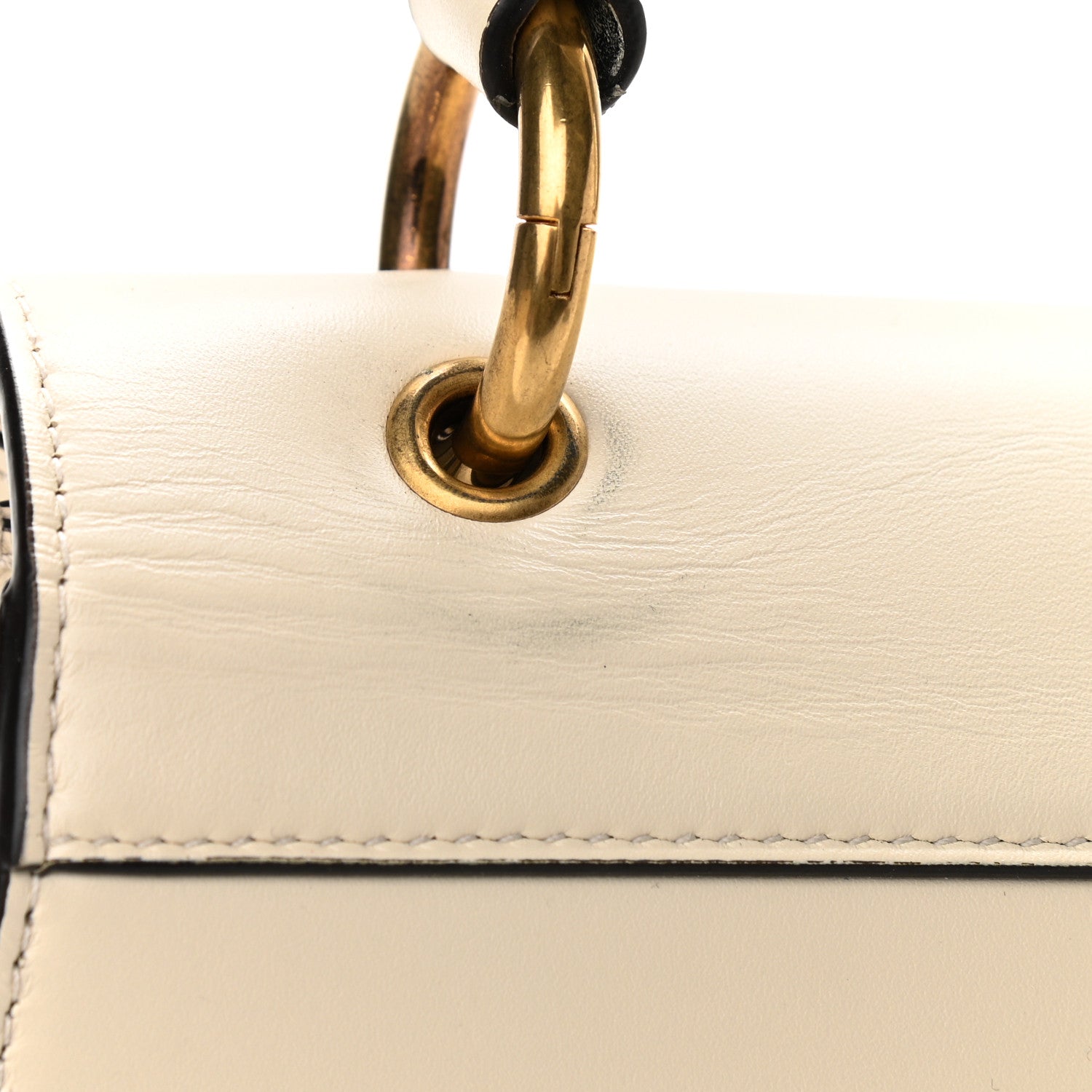 Gucci Calfskin Sylvie Web Small Queen Margaret Top Handle Bag White 12 of 13