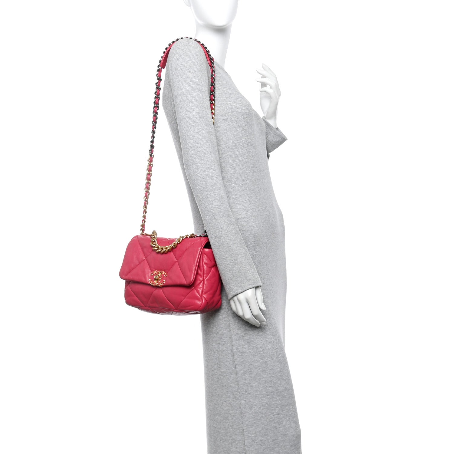 Chanel Lambskin Quilted Medium Chanel 19 Flap Dark Pink 2 of 11