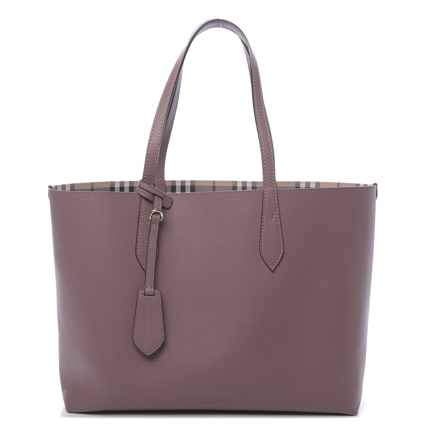 Burberry Grainy Calfskin Haymarket Check Medium Reversible Tote Dusty Pink 1 of 25