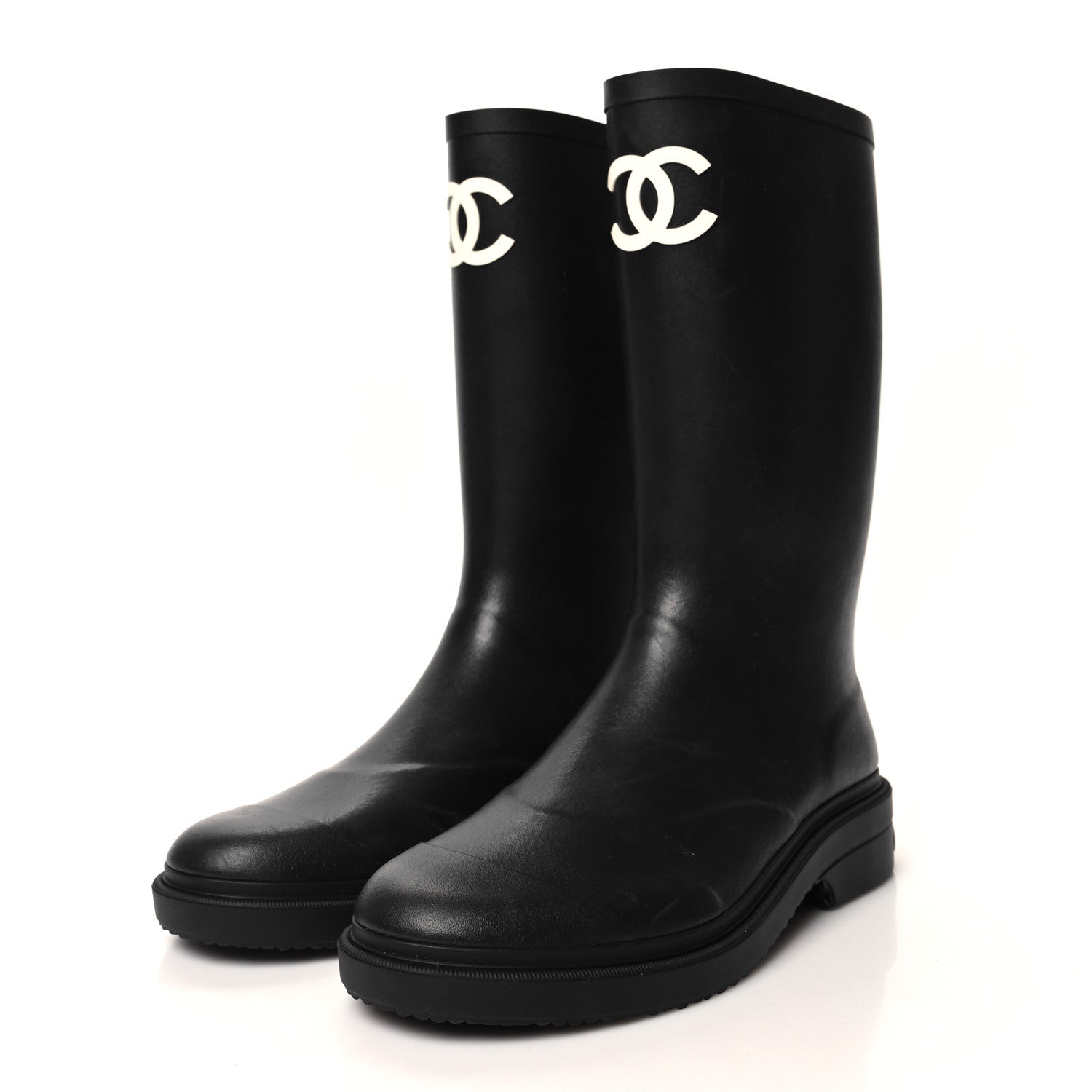 Chanel Caoutchouk CC High Boots 41 Black 3 of 8
