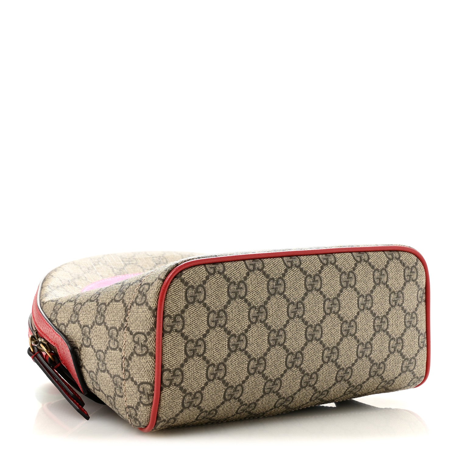 Gucci GG Supreme Monogram Web Bosco Patch Dome Backpack Beige Malva Hibiscus Red 4 of 10