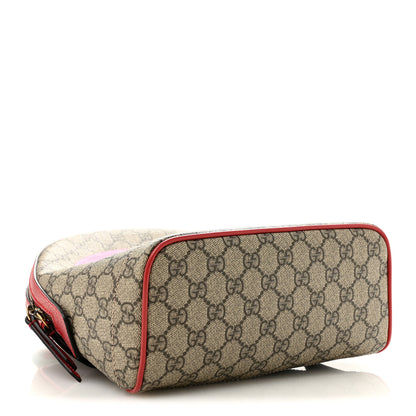Gucci GG Supreme Monogram Web Bosco Patch Dome Backpack Beige Malva Hibiscus Red 4 of 10