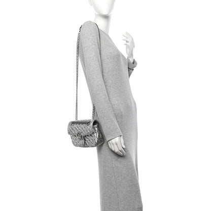 Gucci Sequin Matelasse Mini GG Marmont Shoulder Bag Silver 2 of 10