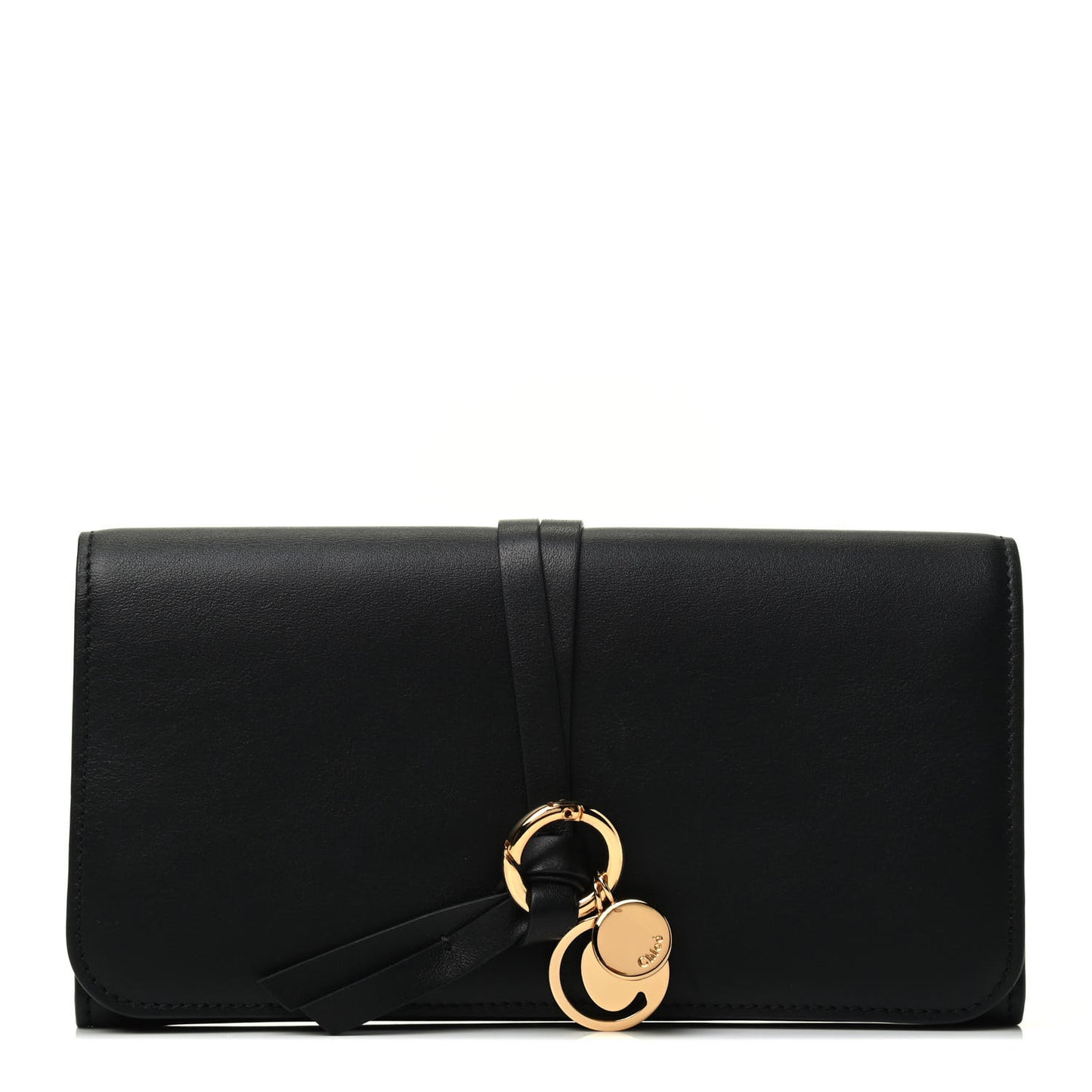 Smooth Calfskin Alphabet Long Wallet Black