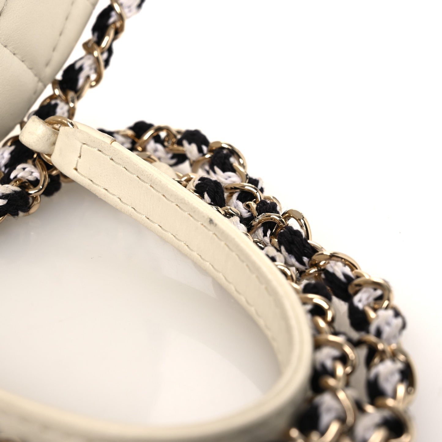 Lambskin Coco Lifesaver Round Bag Black White