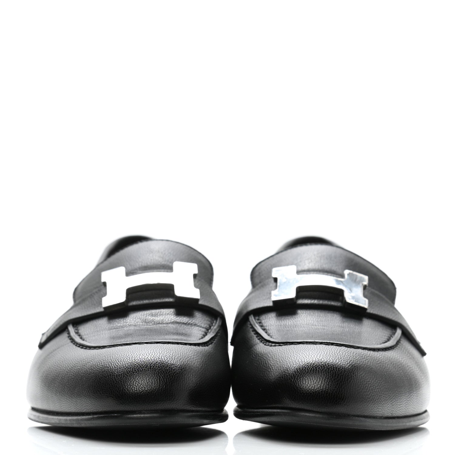 Hermes Goatskin Womens Paris Loafers 35 Black 2 of 9