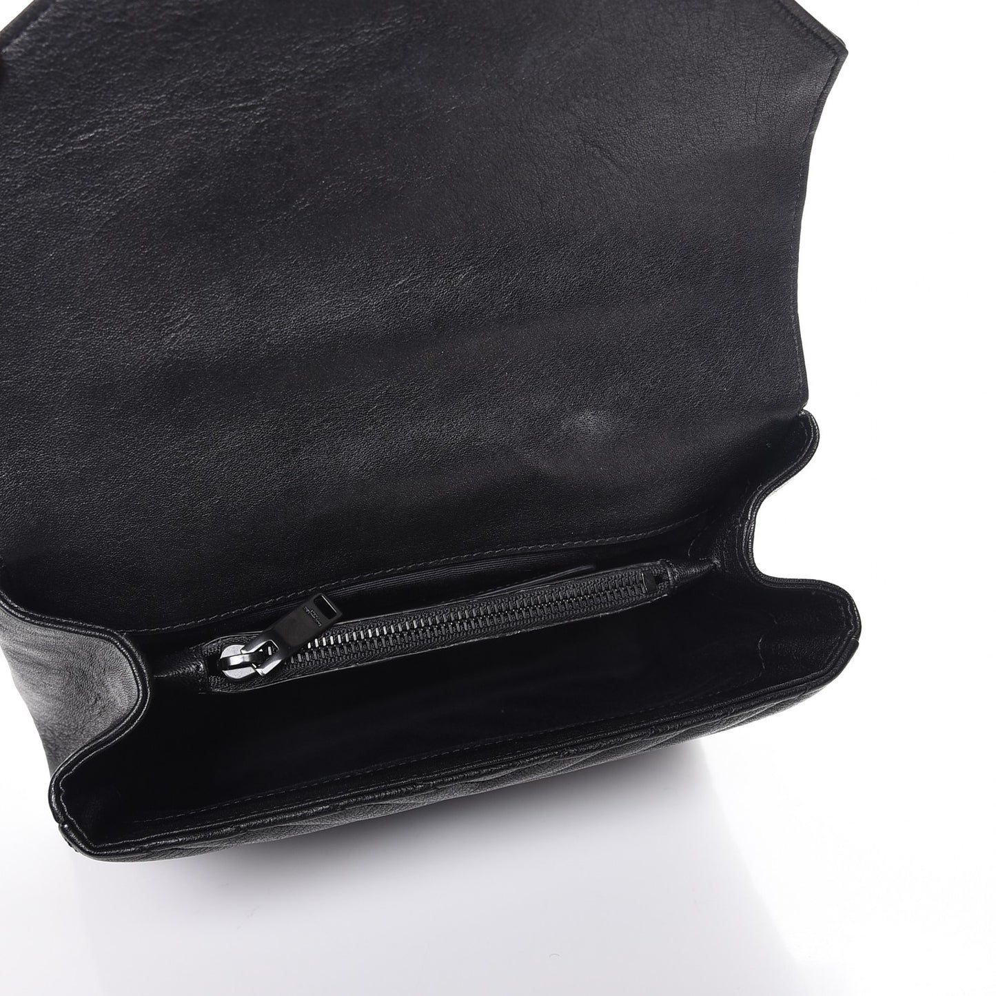 Sheepskin Matelasse Chevron Monogram Medium College Bag Black