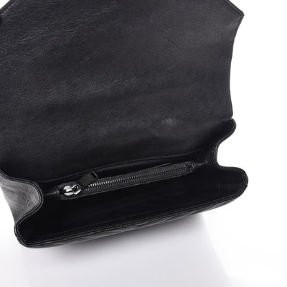 Saint Laurent Sheepskin Matelasse Chevron Monogram Medium College Bag Black 6 of 8
