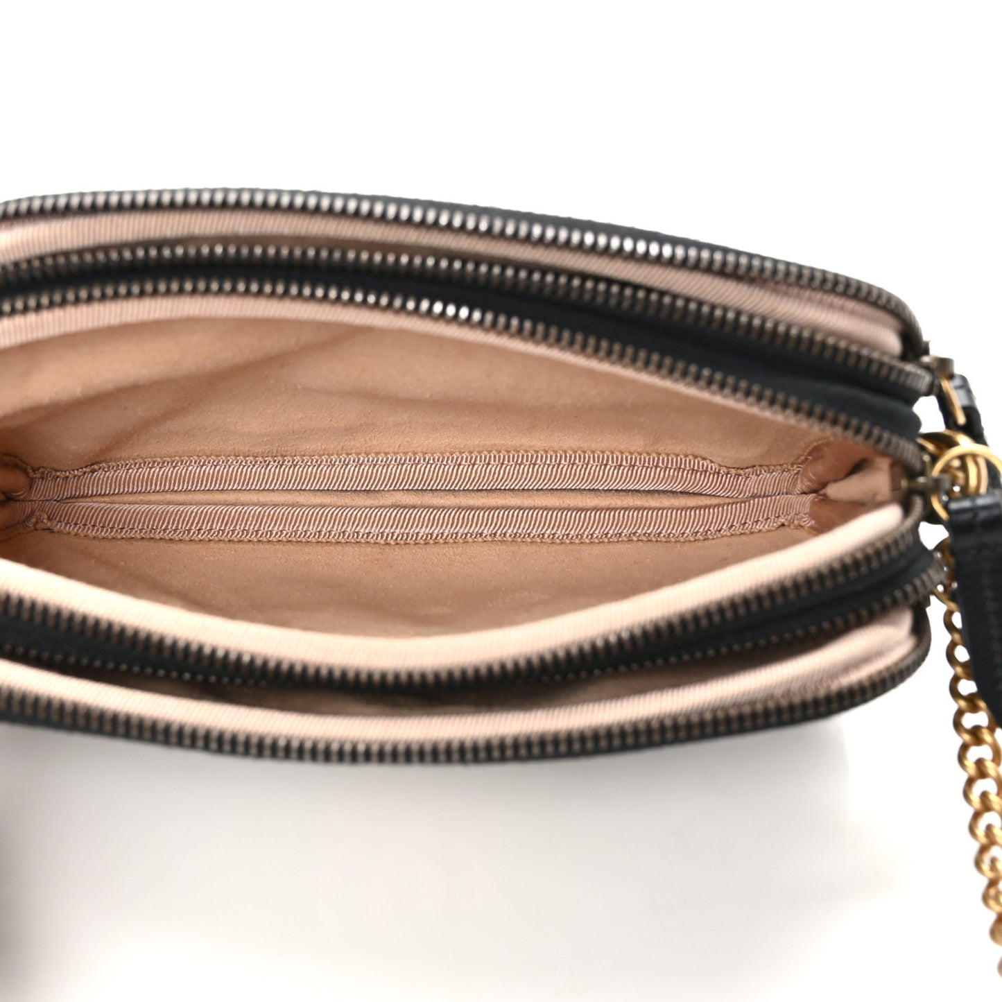 Calfskin Matelasse Mini GG Marmont Chain Crossbody Bag Black
