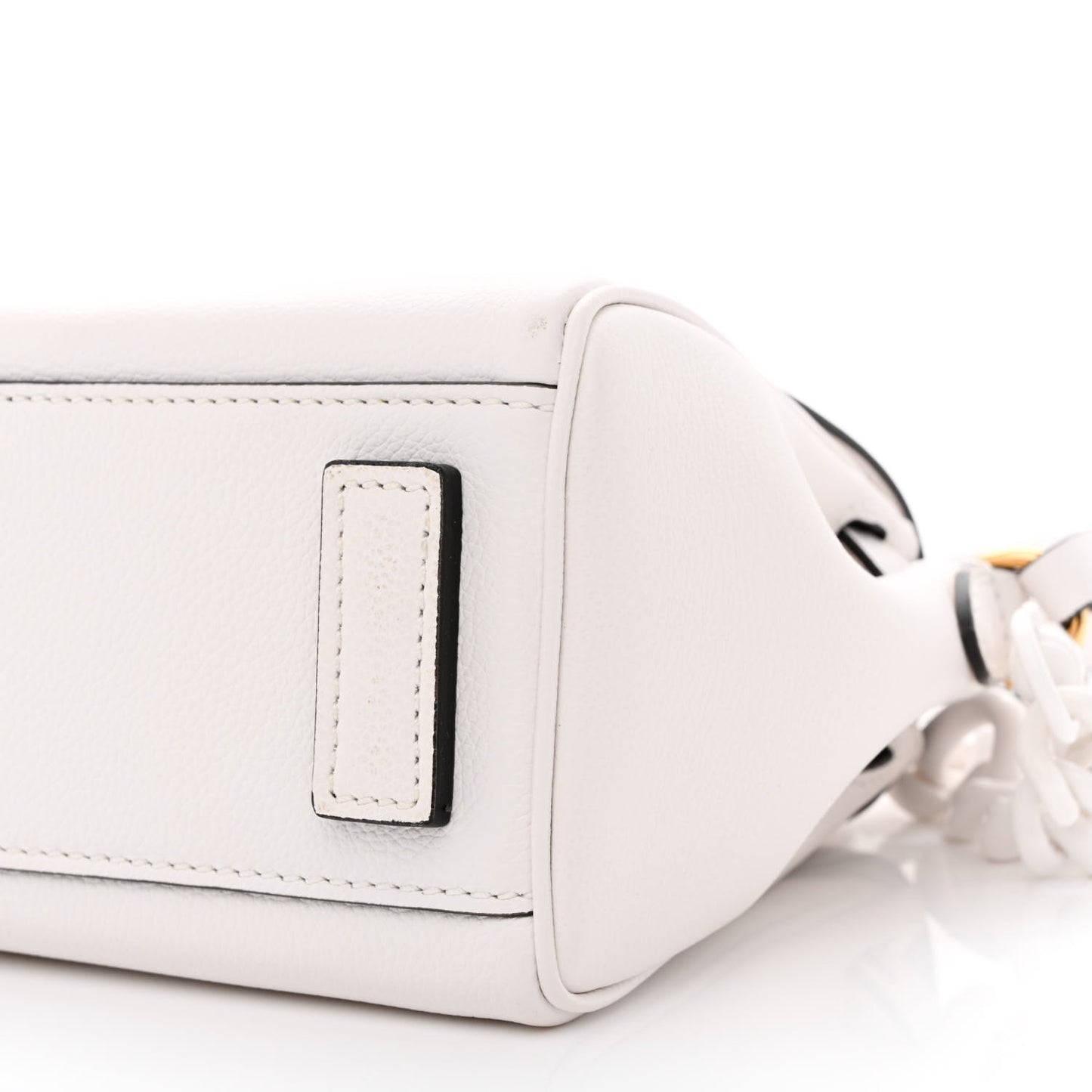 Grained Calfskin Small La Medusa Top Handle Bag White
