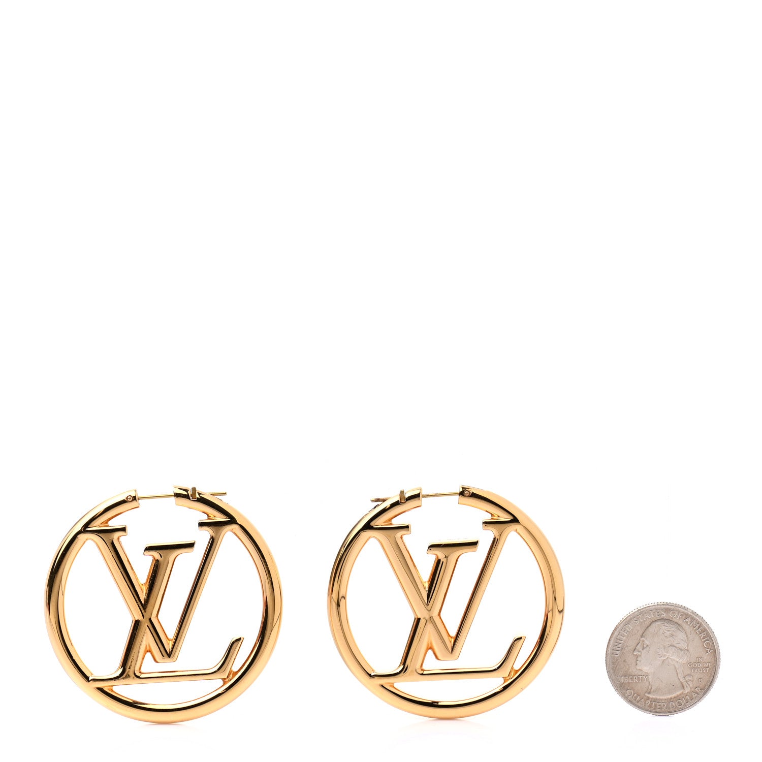 Louis Vuitton Metal Louise Hoop Earrings Gold 2 of 4