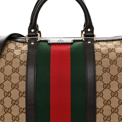 Gucci Monogram Selleria Calfskin Vintage Web Medium Boston Beige Ebony Cocoa 8 of 21
