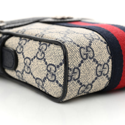 Gucci GG Supreme Monogram Textured Calfskin Web Mini Ophidia Messenger Beige Blue 9 of 10